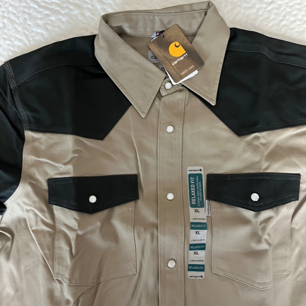Carhartt Men's Ironwood Pearl Snap Twill Heavyweight Work Shirt S123 KMS SZ XL